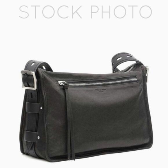 Rag & Bone Black Leather Large Field Messenger Bag Crossbody MSRP $695 - Picture 2 of 8